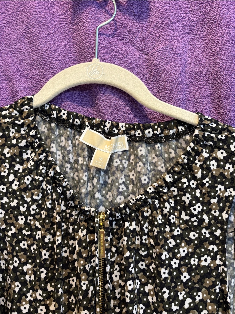 NWT MICHAEL Michael Kors Black Dress with White Floral Print - Picture 2 of 6